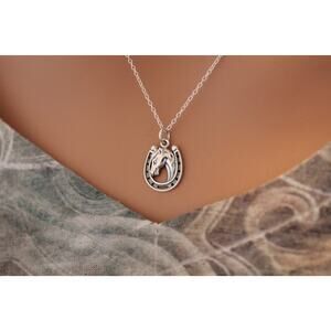 Sterling Silver Lucky Horse Charm Necklace, Horse Necklace